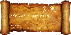 Kádár Mónika névjegykártya